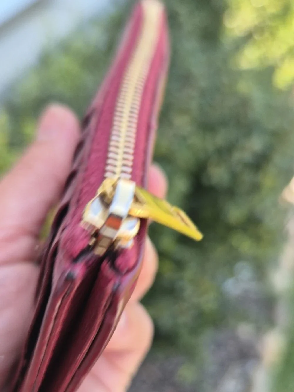 Saint Laurent Burgundy Quilted Leather Zip Card Wallet with Gold YSL Logo - Picture 7 of 12